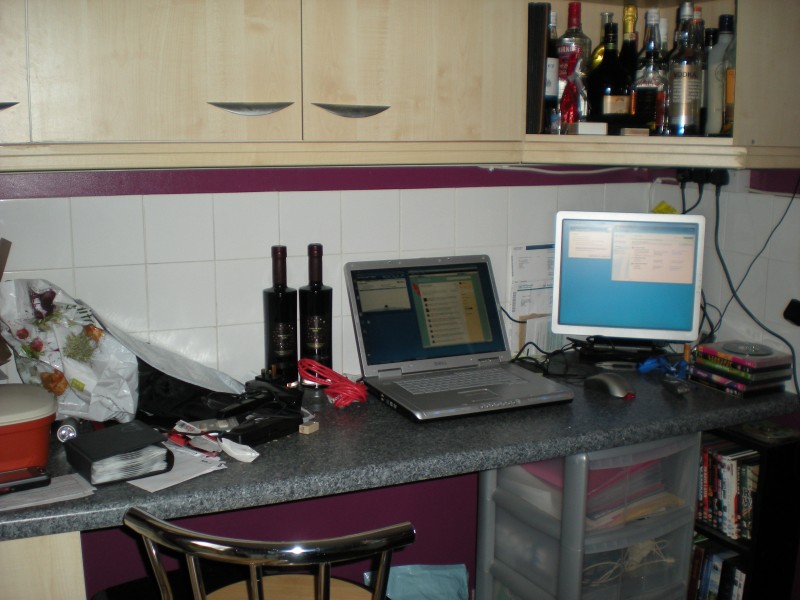 laptop docked in the kitchen laptop docked in the kitchen